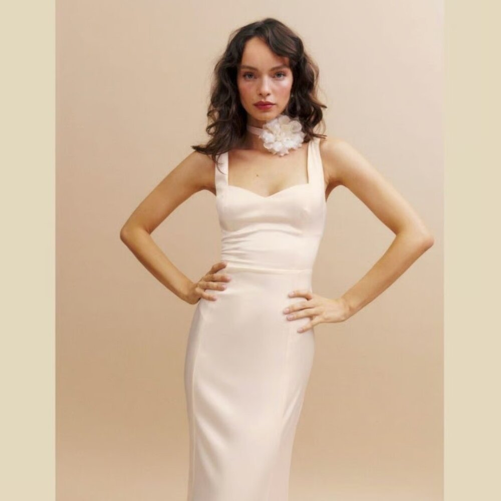 Reformation Payton Satin Dress in Fior Di Latte Size 4 NWT
